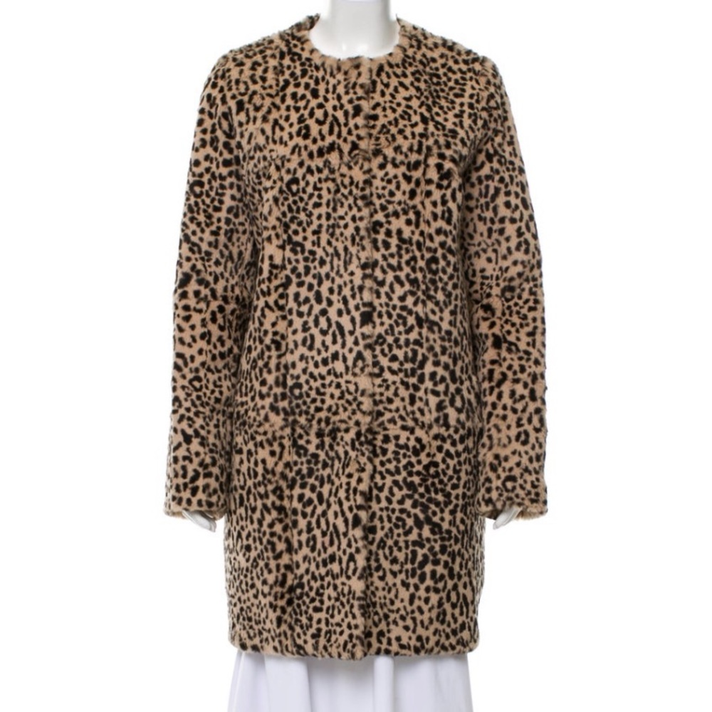 Yves Salomon rabbit fur leopard print coat